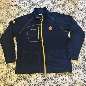 Columbia Navy Fleece Jacket with Yellow Accents